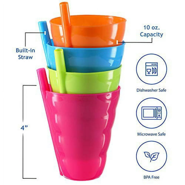 Plastic Kids Cups with Lids and Straws - 10 Pack 12