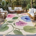thumbnail image 3 of Outdoor Rug 3x5 ft Blue Pink Flowers Waterproof Outdoor Patio Rug Mat Non Slip Outside Area Rugs Carpet for RV,Camping,Porch,Deck,Pool,Balconybackyard,Rustic Beige, 3 of 9