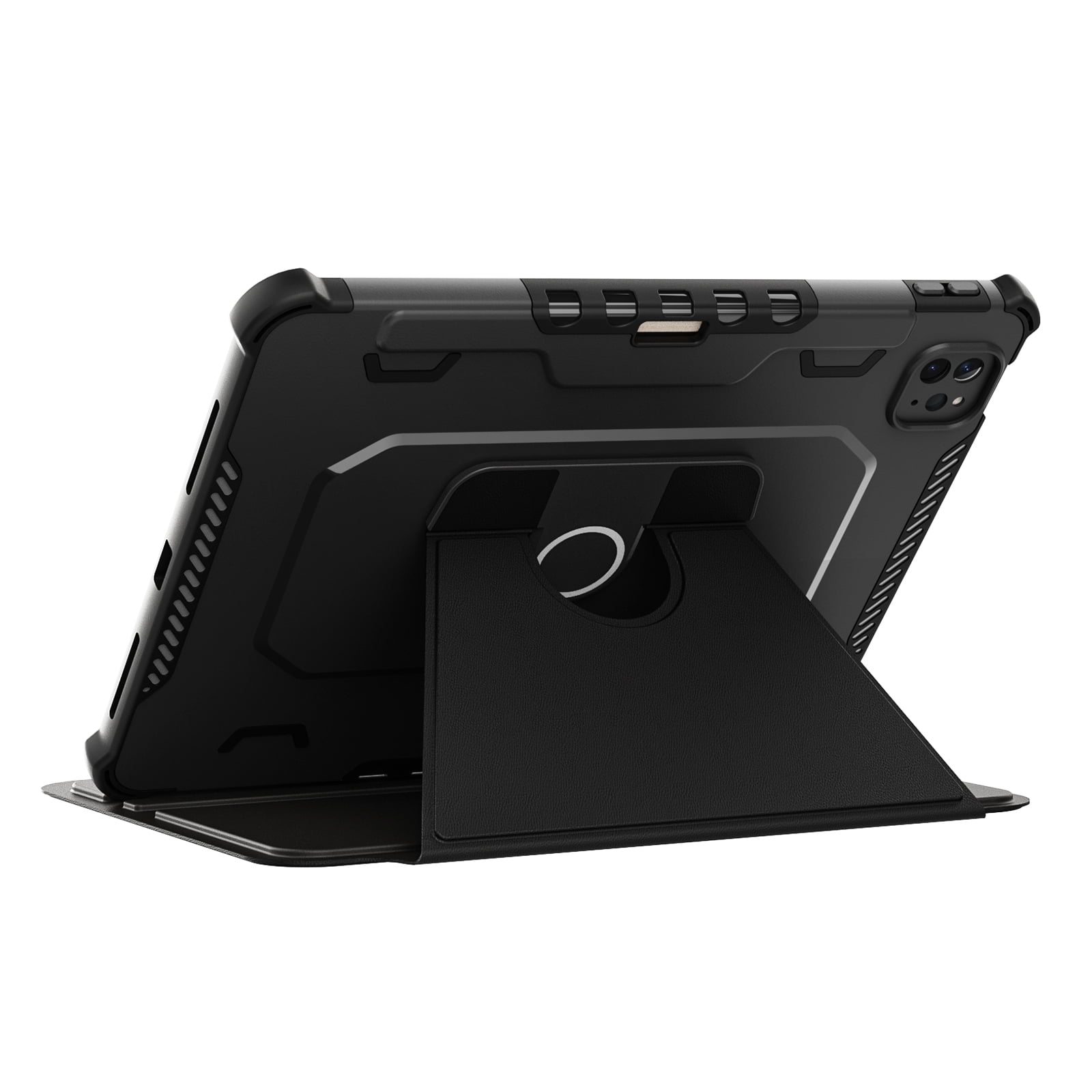 Dteck Case for iPad Pro 11" 4th/3rd/2nd/1st Gen (2022/2021/2020/2018),iPad Air 5th 4th Gen Magnetic Leather Shockproof Rubber Rugged Case Rotatable Kickstand with Pencil Holder Heavy Duty Cover,Black