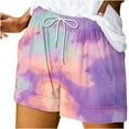 thumbnail image 2 of ITSAME Womens Sports Shorts, Tie-Dye Elastic Waist Drawstring Soft Summer Casual Running Shorts Purple, 2 of 5