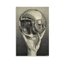 M.C. Escher Hand with Reflecting Sphere Wall Art Poster Posters Wall Art Painting Canvas Gift Living Room Prints Bedroom Decor Poster Artworks 12x18inch(30x45cm)