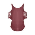 thumbnail image 5 of LoyisViDion Women'S Tops Long Sleeve Cold Shoulder Tops Ｖ-Neck Zipper Soild Hollow Out T-Shirt Casual Blouses Shirts Wine 8(L), 5 of 6