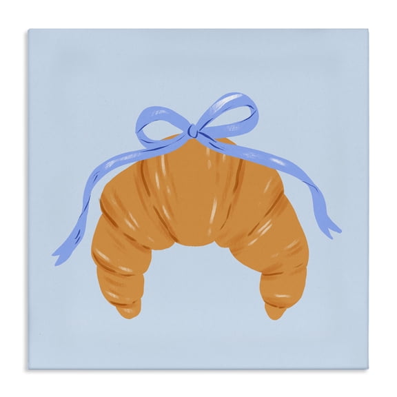 Stupell Industries Blue Bow Croissant Canvas Wall Art design by Krissy Mast, 17 x 17