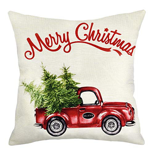 Home Decor Christmas Xmas Pillow Car Throw Case Cover Cushion Cotton Linen 18“ 