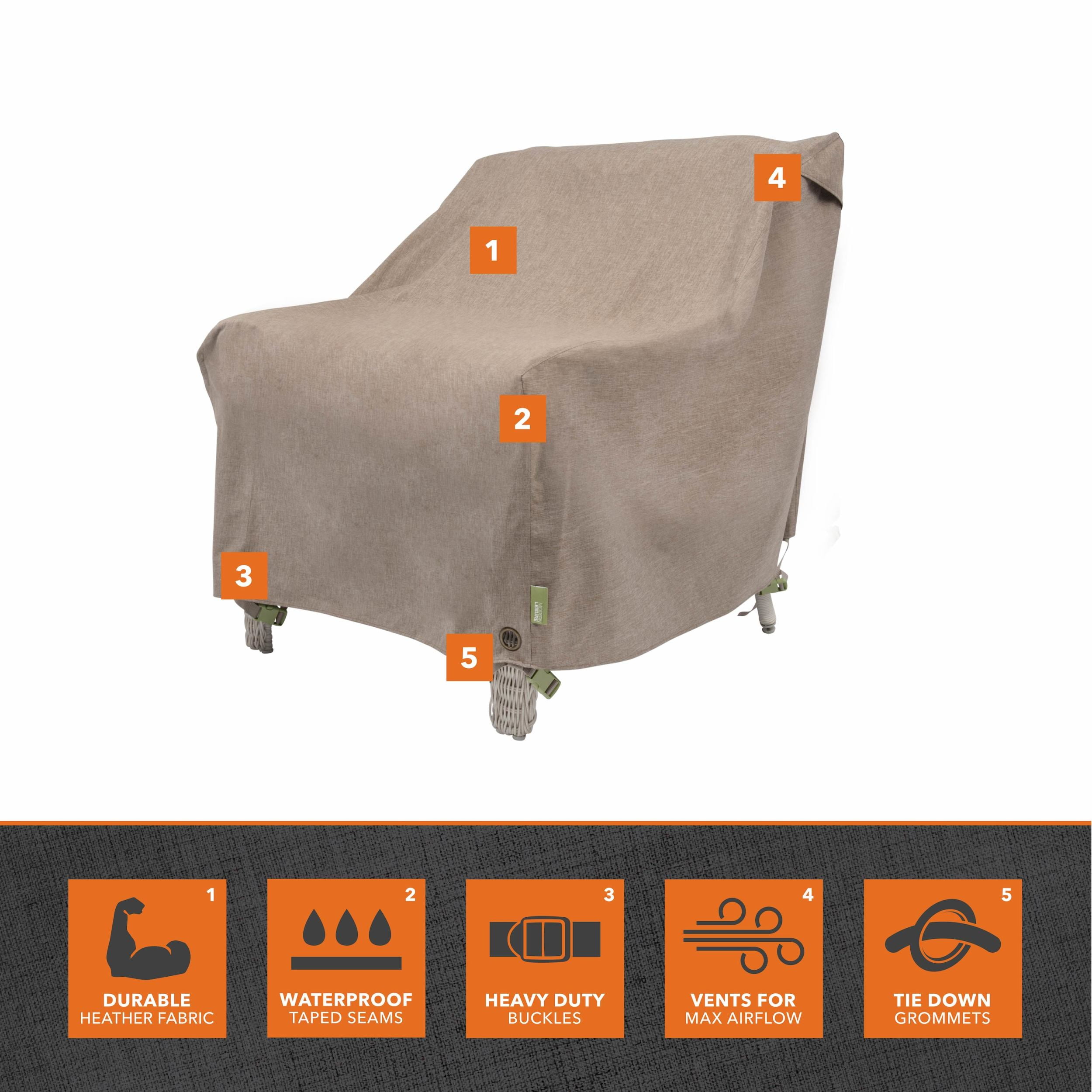 Modern Leisure Garrison Patio Lounge/Club Chair Cover, Waterproof, 35"L X 38"W X 31"H, Sandstone