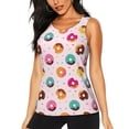 thumbnail image 1 of Balery Colorful Donuts Camiseta sin mangas estampada ligera para mujer, tops de entrenamiento sin mangas, camisetas de yoga transpirables de secado rápido.-Large, 1 of 7