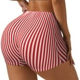 thumbnail image 1 of Fotbe Red And White Stripes Shorts Sin Costuras – Shorts Deportivos de Cintura Alta para Mujer, Elásticos para Gimnasio, Yoga, Running o Ciclismo-Small, 1 of 8