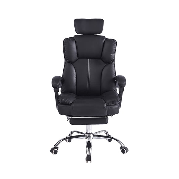 Ilios Innova | Silla Ejecutiva Ergonómica Negra con Cabecera y Soporte Lumbar, Altura Ajustable, Base Cromada con Ruedas, Diseño Moderno para Oficina