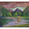 thumbnail image 2 of John La Farge 16x15 Gold Ornate Wood Frame and Double Matted Museum Art Print Titled - The Entrance to the Tautira River, Tahiti. Fisherman Spearing a Fish (C. 1895), 2 of 4