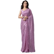 Sarees For Women Indian Bollywood Faux Georgette Sari || Sequence Embroidered Saree & Unstitched Blouse