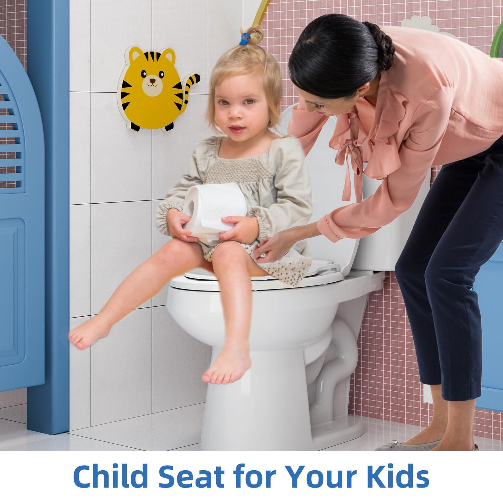 Elongated Soft-Close Toilet Seat with Built-in Toddler Potty Training Seat – Easy Installation, Durable & Quiet Close, Fits Adult & Child, Includes Quick-Detach Hinges
