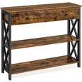 thumbnail image 3 of Topeakmart 2-Tier X-Design Wooden Console Table for Entryway, Rustic Brown, 3 of 7