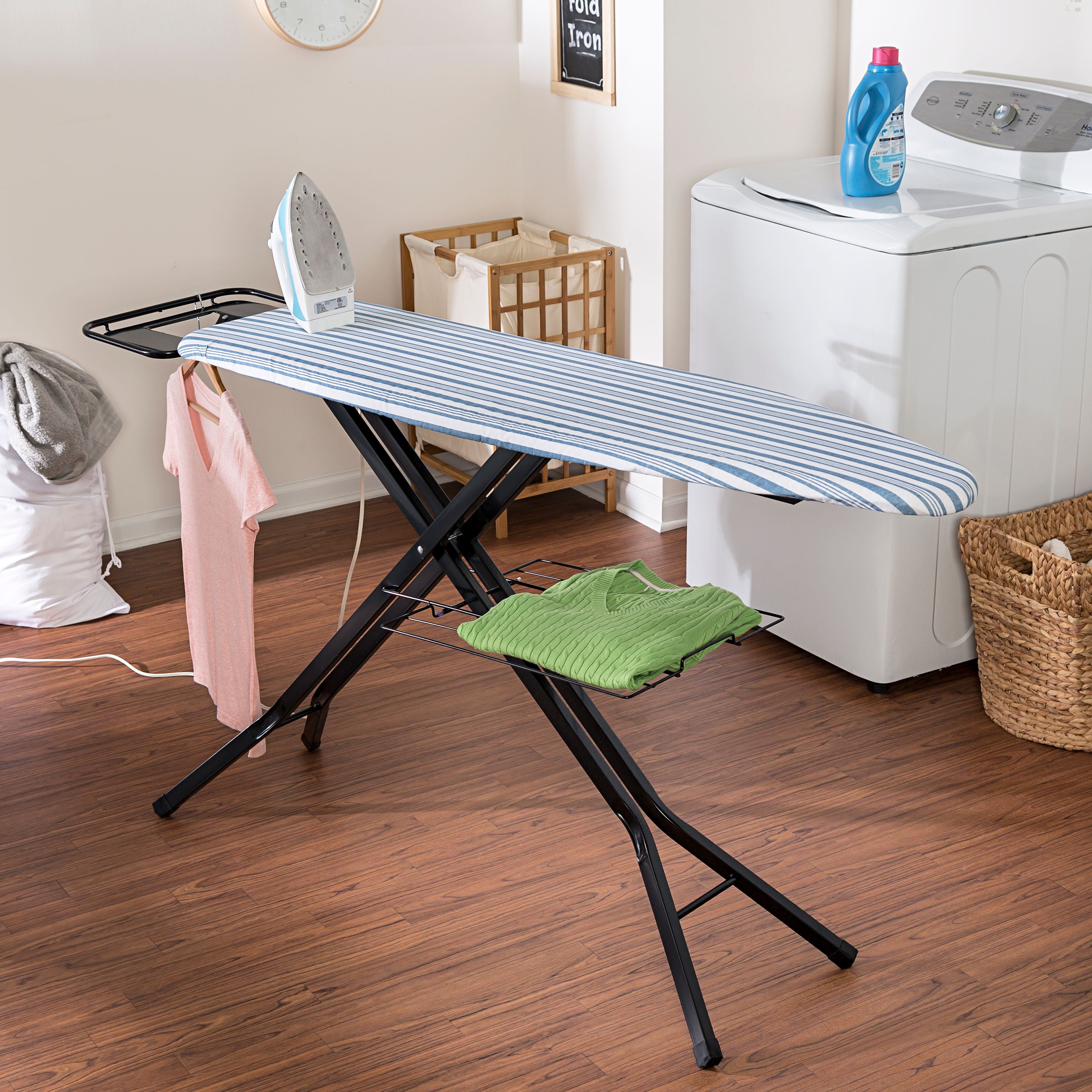 Honey-Can-Do Bronze and Blue Stripe Adjustable Folding Deluxe