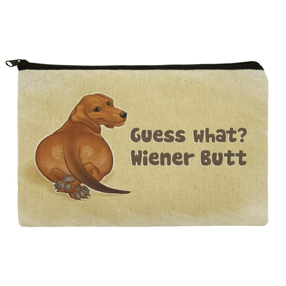 Guess What? Wiener Dog Butt Dachshund Funny Makeup Cosmetic Bag Organizer Pouch