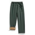 thumbnail image 7 of SSAAVKUY Men's Fleece Pants Winter Sherpa Lined Sweatpants Thick Joggers Pants Open Bottom Track Pants with Pockets Green 14, 7 of 7