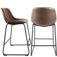 thumbnail image 7 of ZXNYH Pu Faux Leather Bar Stools Set of 2, Industrial Pub Barstools with Back and Footrest, Modern Armless Bar Height Stool Chairs, Brown, 7 of 7