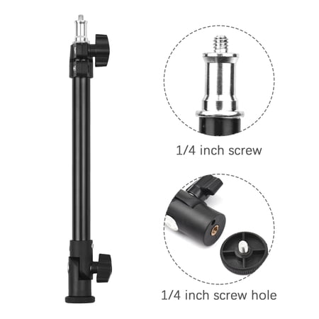 M Buder Universal Aluminum Alloy C Clamp Desk Mount with Adjustable Tripod Extension Rod Pole, 1/4 Inch Screw Thread for DSLR Camera Photography and Video Recording, 11 to 18.1 Inches / 28 to 46 cm