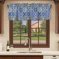thumbnail image 6 of 2 Pack Valances for Window, Vintage Boho Short Curtains for Kitchen Bedroom Living Room, Middle Century Bohemia Style Patchwork Blue Rod Pocket Small Window Treatment Valance Drapes 42 x 18 Inch, 6 of 8