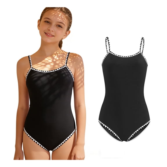 Girls Swimsuits Black Toddler 1 Piece Swimsuit Quick Drying Toddler Bathing Suits Summer Swimwear 13-14 Years