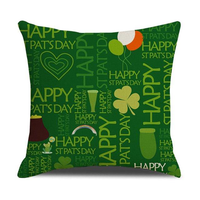 Advancent Funda de cojín, accesorio decorativo, cremallera oculta, suministro para el día de San Patricio, funda de almohada con patrón verde, Decoración del hogar cinco SXYM50