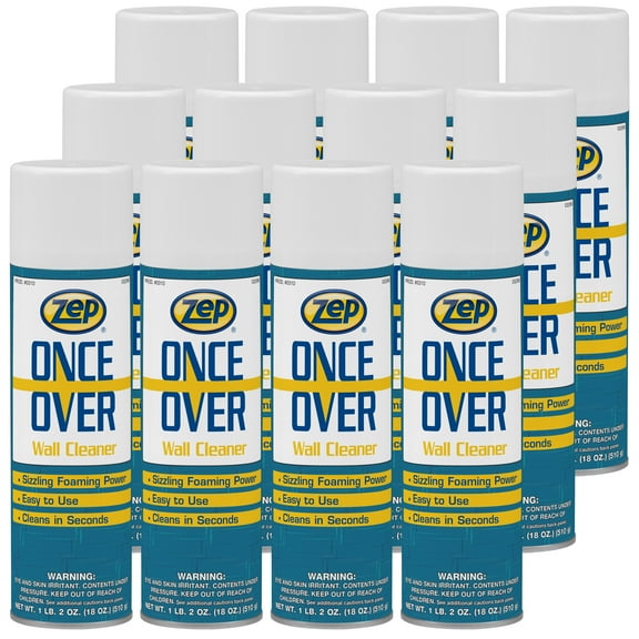 Zep Once Over Wall Cleaner - 18 oz (Case of 12) - 31001 - Sizzling Foaming Power, East to Use, Cleans in Seconds
