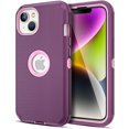 thumbnail image 1 of iPhone 14 Case, [Shockproof] [Dustproof] [Heavy Duty Protection] Protective Anti Scratch Dual Layer Raised Edge Tough Rugged Hybrid TPU Bumper Phone Case for iPhone 14 6.1’’ 5G 2022 Purple, 1 of 15