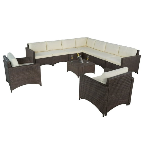 Studio Shine Collection Modular Extended Sectional Sofa, 2 Armchairs and Coffee Table Set
