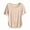 Khaki, variant on Womens Tops Short Sleeve Round Neck Curved Hem Side Pleated T-Shirt Casual Loose Comfy Summer Basic Tops
