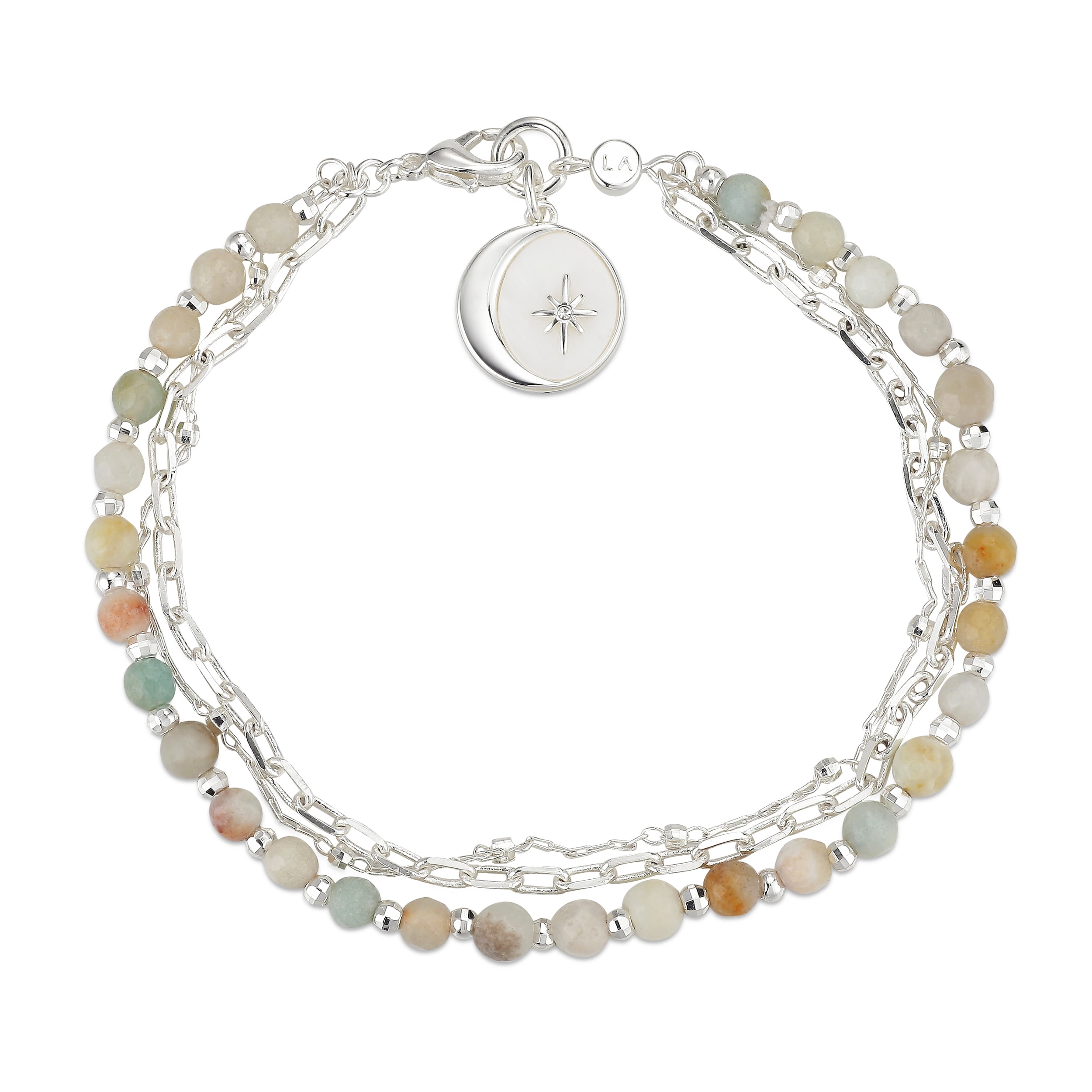 Amazonite bracelet Birthday gift for her. Gemstone layering bracelet with heart charm Sterling silver Amazonite stacking bracelet