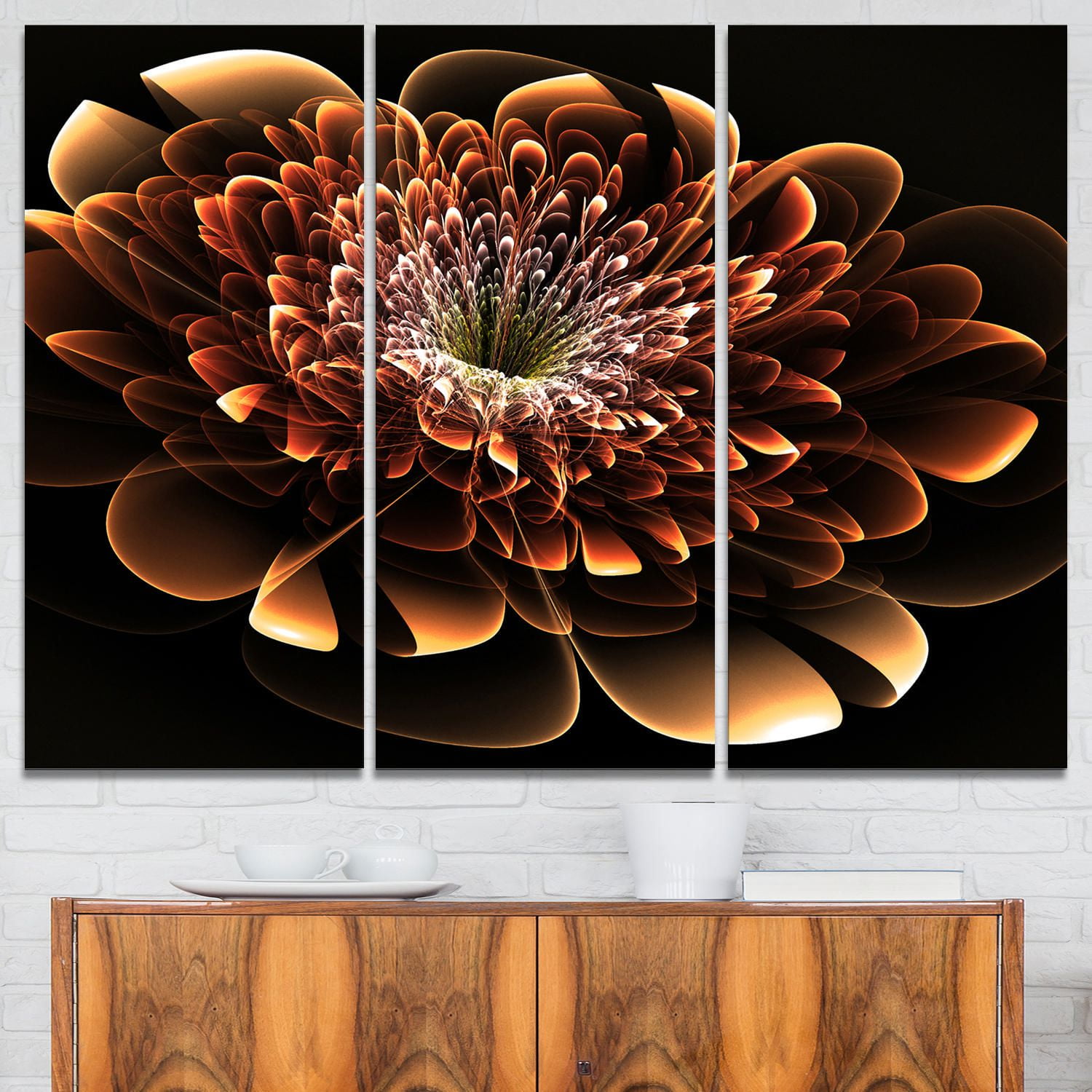 Design Art Brown Fractal Flower Floral Digital Art Canvas Art Print