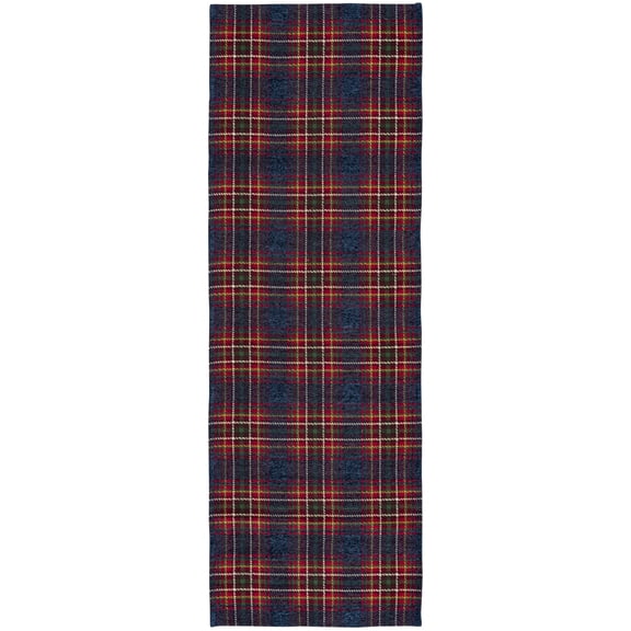 Better Homes & Gardens Blue Corin Plaid Washable Indoor Runner Rug, 24"x72"