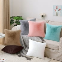 Solid Color Velvet Sofa Pillow Set with Lumbar Support, 45x45cm Cotton Cushion for Bedroom and Living Room Decor, Washable Decorative Pillow for Cozy Seating Comfort(Black),Ccwuwei