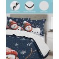 thumbnail image 3 of Quilts Queen Size Bedding Set, Christmas Scarf Snowman Reversible Summer Quilt 3 Pieces, Dark Blue Winter Xmas Snowflake Lightweight Bedspreads Coverlets with 2 Pillow Shams for All Seasons, 3 of 5