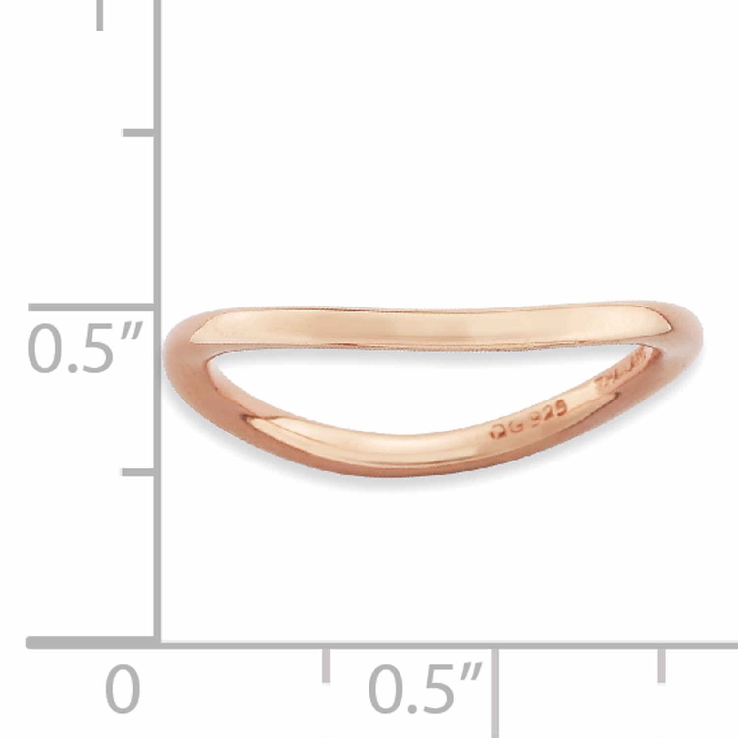 Sterling Silver Polished Pink-Plate Wave Ring