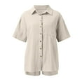 thumbnail image 5 of Baqcunre Workout Shorts Womens Women'S Vacation Suit Summer Shorts And Shirt Top Two Piece Sets Lapel Shirt Slim Suits Workout Sets For Women Womens Pants Khaki S, 5 of 7