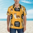 thumbnail image 2 of Kll Men'S Hawaiian Shirt Short Sleeve Button Down Beach Shirts-Corgi, 2 of 7