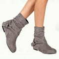 thumbnail image 5 of Willtoo Women's Fashion Mid Calf Flat Heel Side Zipper Slouch Boots Gray, 5 of 6