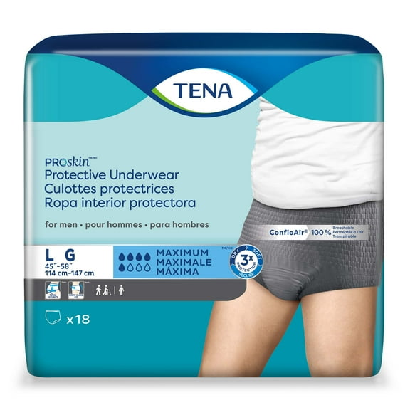 TENA ProSkin Male Underwear Pull On with Tear Away Seams Large Moderate Absorbency, Essity HMS North America Inc, 73530 - Case of 72