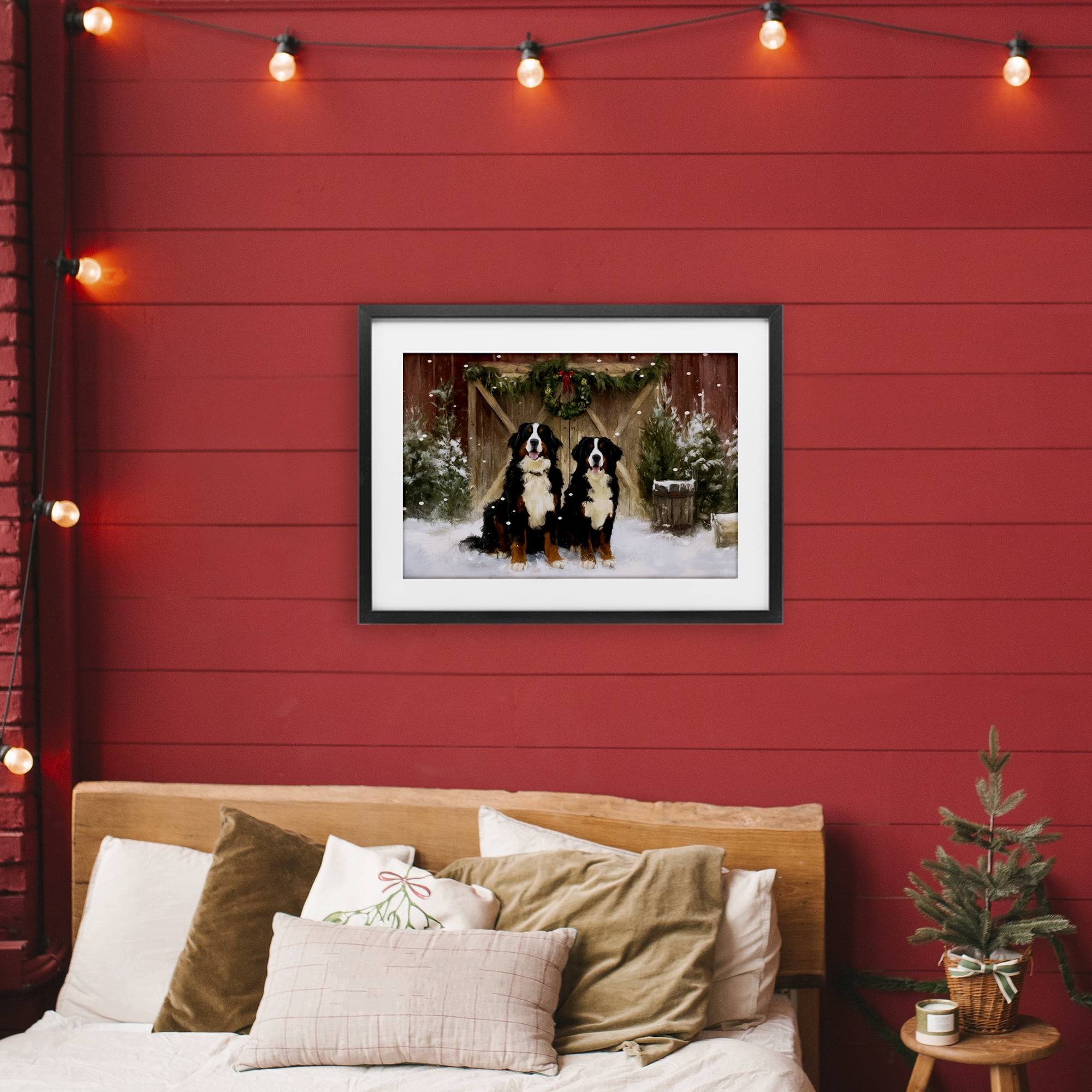 Stupell Industries Barnyard Bernese Mountain Dogs Black Framed Print Under Glass, design by Tina LeCour