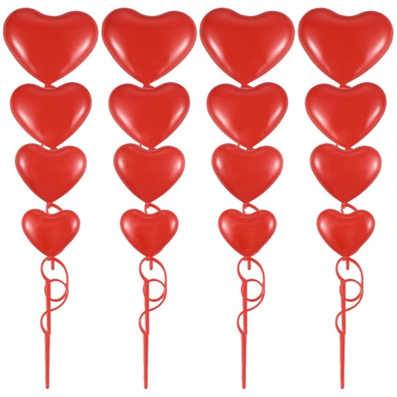 WINOMO Heart Shaped Cake Picks for Decoration Red Plastic Perfect for Valentine's Day or Wedding 36pcs