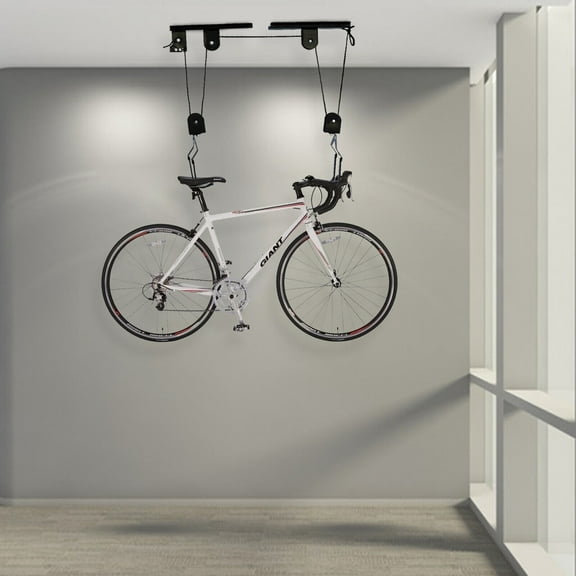 60kg Bicycle Bike Lift Hoist Ceiling Storage Hanger Pulley Rack Garage   Hooks