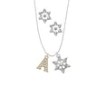 thumbnail image 2 of Delight Jewelry Goldtone Crystal Initial - A - Silver tone Snowflake Charm Necklace and Stud Earrings, 2 of 4