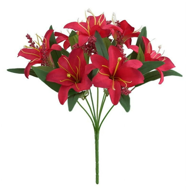 Lirios de 7 Cabezas Flores Artificiales de Alta Gama onlyliua Decoración para El Hogar Bodas Ramos de Flores Falsas Accesorios de Fotografía de Escritorio