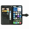 thumbnail image 2 of Dteck for Apple iPhone 16E 2025 Released Wallet Case with Card Holder, Shockproof PU Leather Kickstand Card Slots Case, Embossed Floral Cover with Hand Strap, Black, 2 of 6