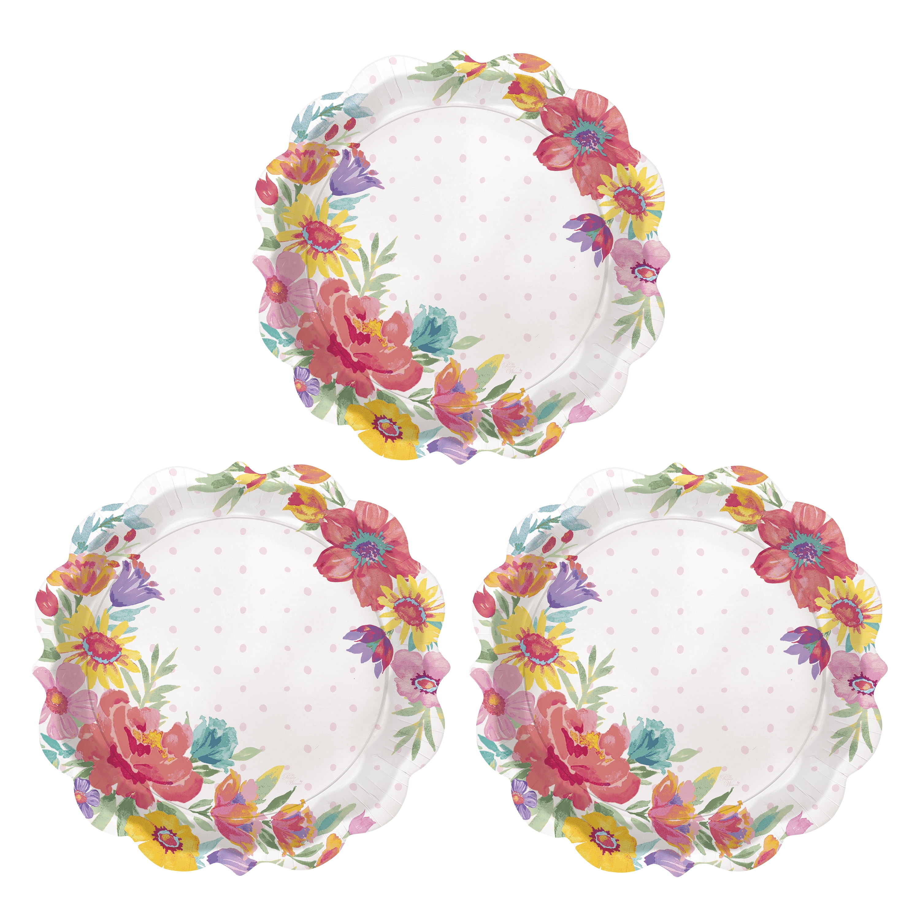 Pioneer Woman Spring Flowers Paper Dinner Plates, 11.5in, 24ct