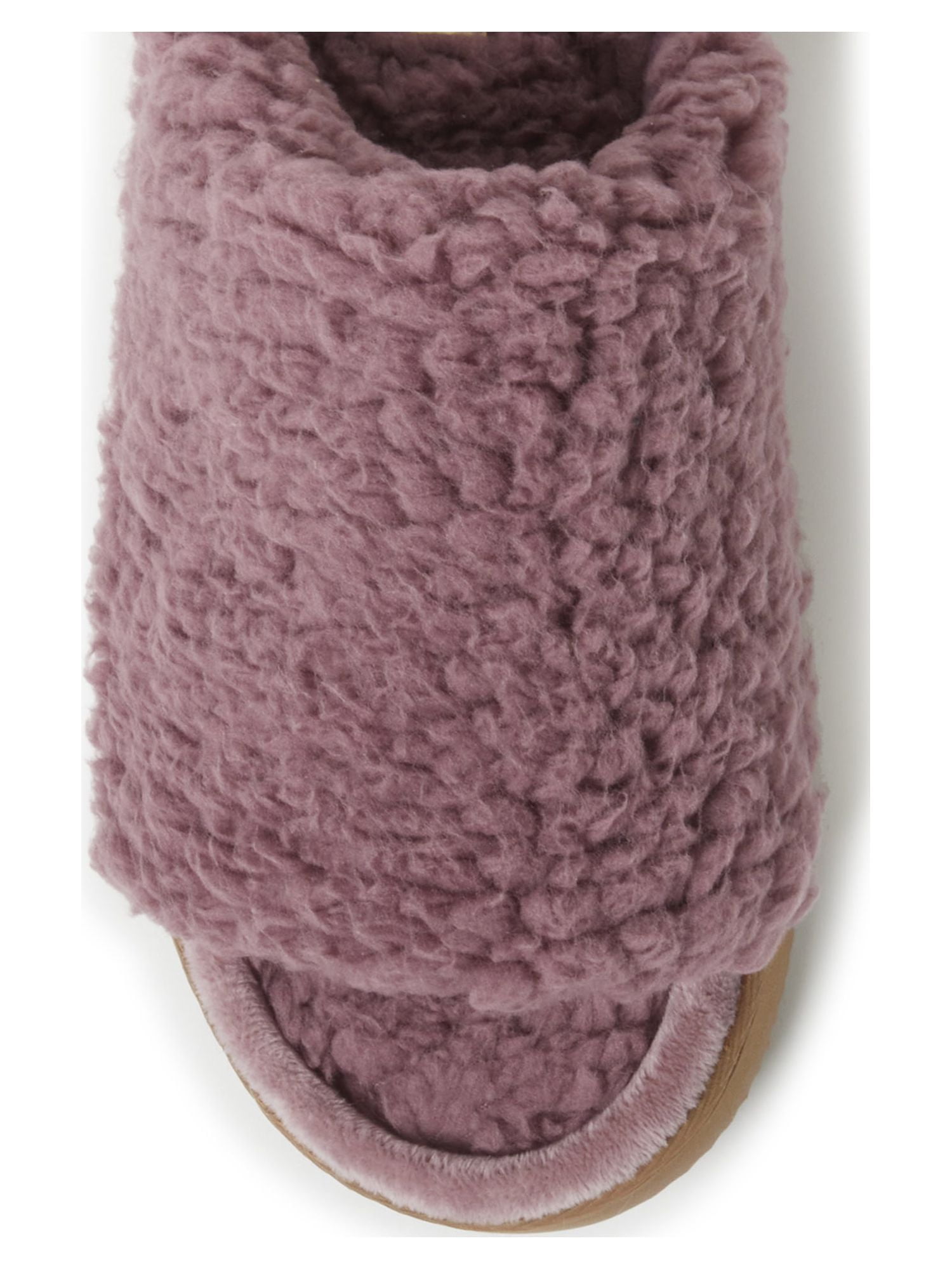 Dearfoams Cozy Comfort Women's Teddy Pile Open Toe Scuff Slippers