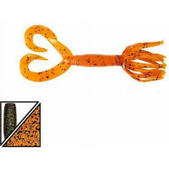 Yamamoto 4" Double Tail Hula Grub Pumpkin W/Blk & Grn