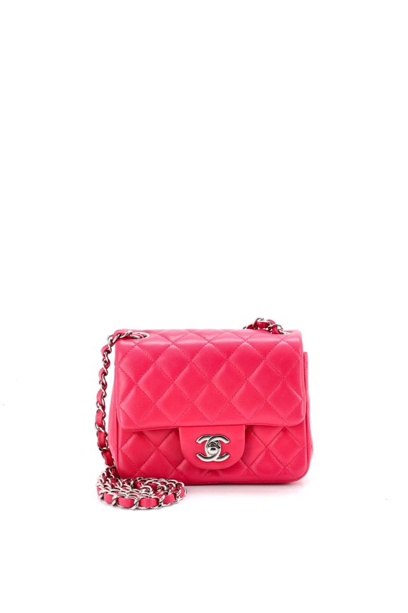 Pre-Owned Square Classic Single Flap Bag Quilted Lambskin Mini By Rebag
