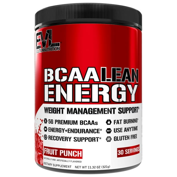 Pre Workout BCAA Powder EVL BCAA Lean Energy 30 Servings Fruit Punch