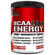 Pre Workout BCAA Powder - EVL BCAA Lean Energy 30 Servings Fruit Punch - Natural Performance Supplement with Essential Amino Acids & Vitamin C - Lean Muscle, Fat Burner, Immune Support